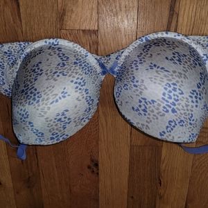 Blue and gray leopard print bra